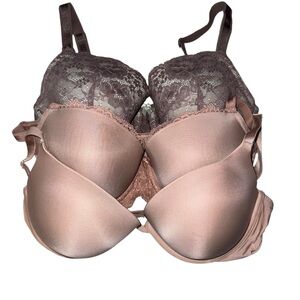 Victoria's Secret Lace and Satin Bras - Brown and Pink